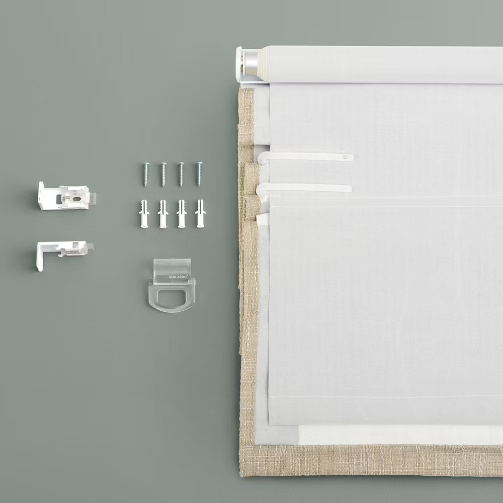 27″x64″ Sun Zero 100% Blackout Pryer Textured Cordless Roman Window Shade Stone