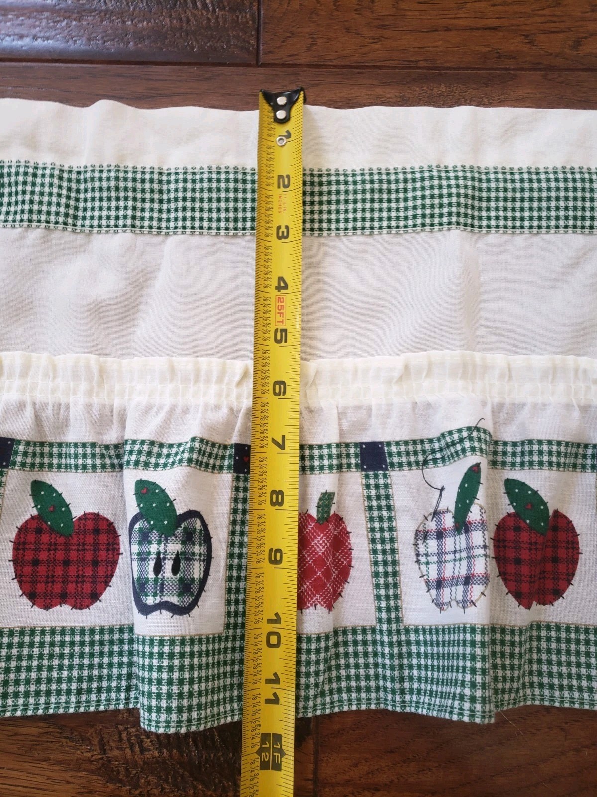 VTG Apple Valance Curtain Kitchen Green Red Farmhouse Country Cabin 50×11.5″ USA
