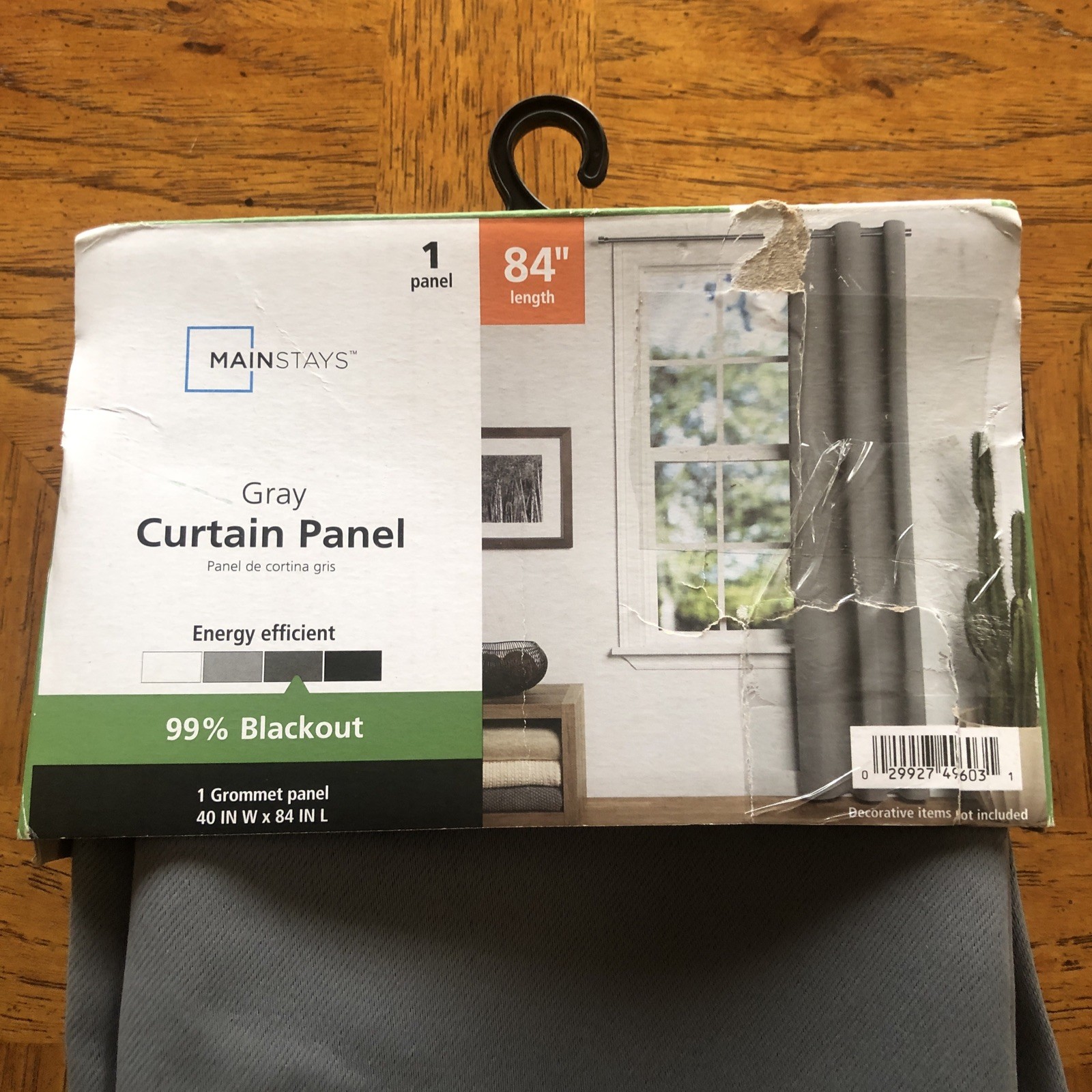 Mainstays Blackout Grommet Single Curtain Panel, 1 Panel, Gray, 40″W x 84″L