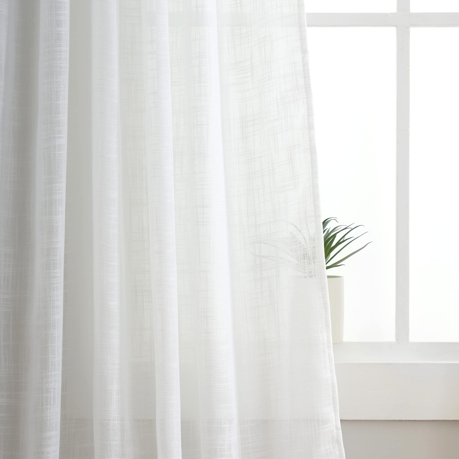 Semi Sheer Curtains- Light Filtering, Machine Washable Tab Top Drapes for Liv…