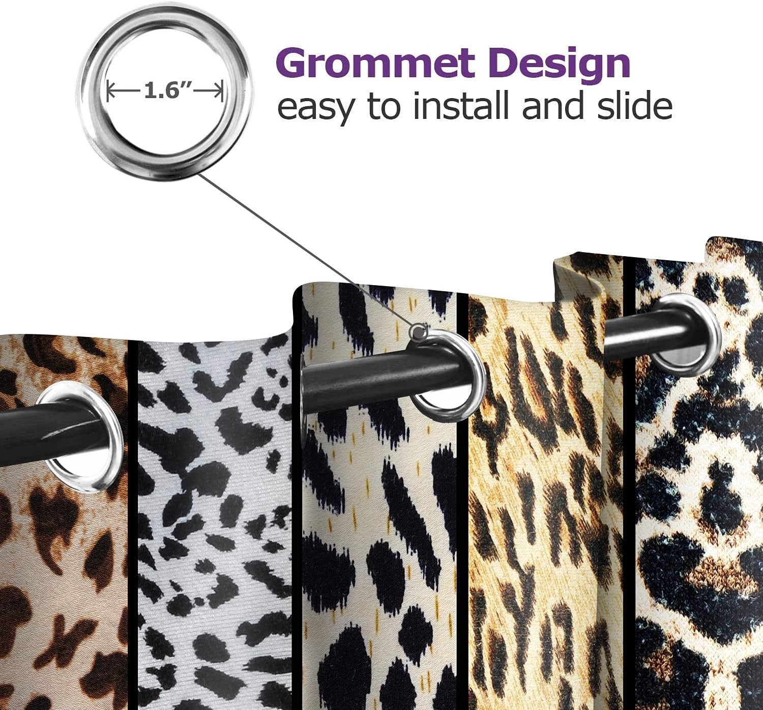 100% Polyester Blackout Drapes with Animal Pattern 52″x63″ – Easy Care & Stylish