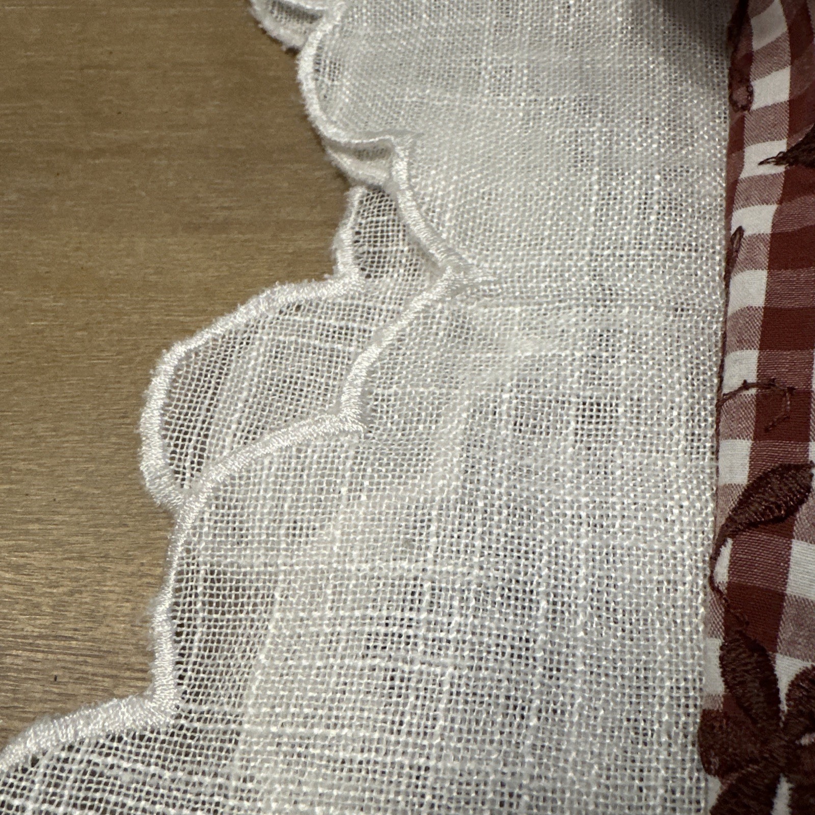 Curtains 3 Piece Valance Tier Set Red & White Farmhouse Plaid Country Polycotton