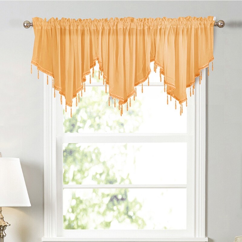 1Pc/3Pcs Candy Color Sheer for Triangle Valance Beaded Trim Tassels Window Curta