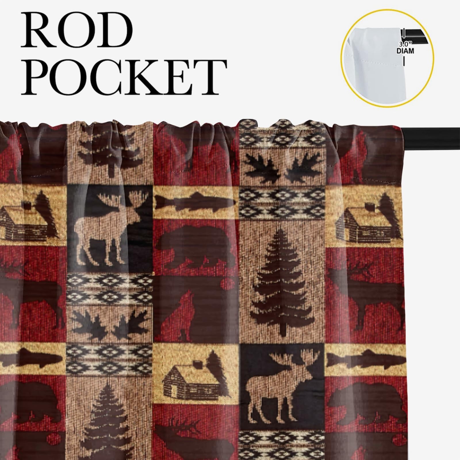 Rustic Cabin Curtains for Bedroom,Vintage Farmhouse Theme Curtains Moose Bear…