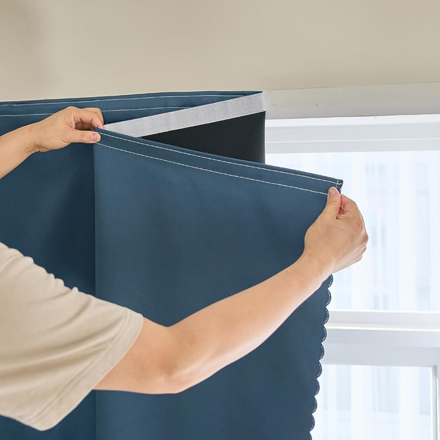 100% Blackout Self Adhesive Curtains Easy Install Thermal Insulated Portable