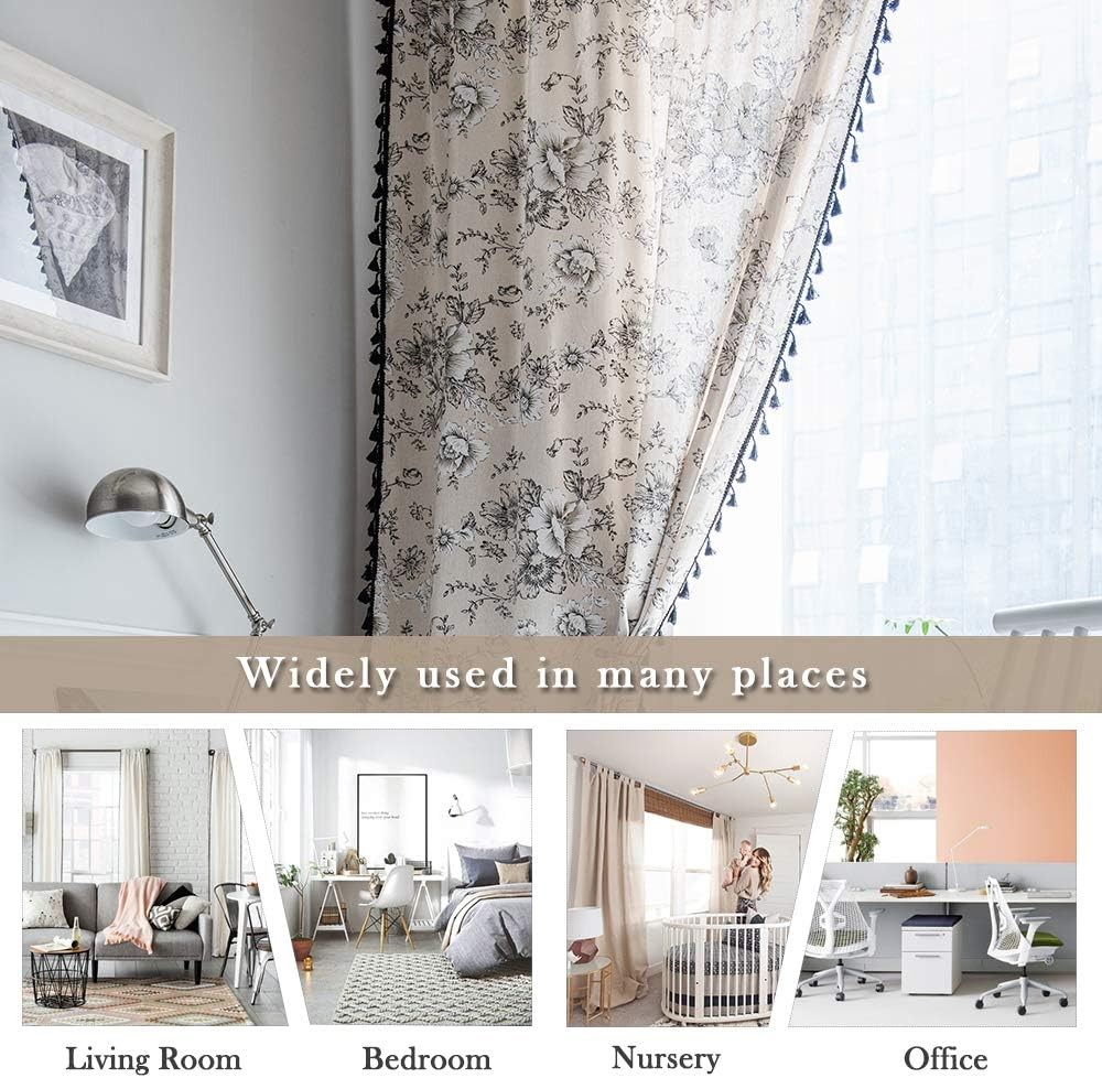 ColorBird Botanical Print Semi-Blackout Window Curtains 2 Panels Farmhouse Style
