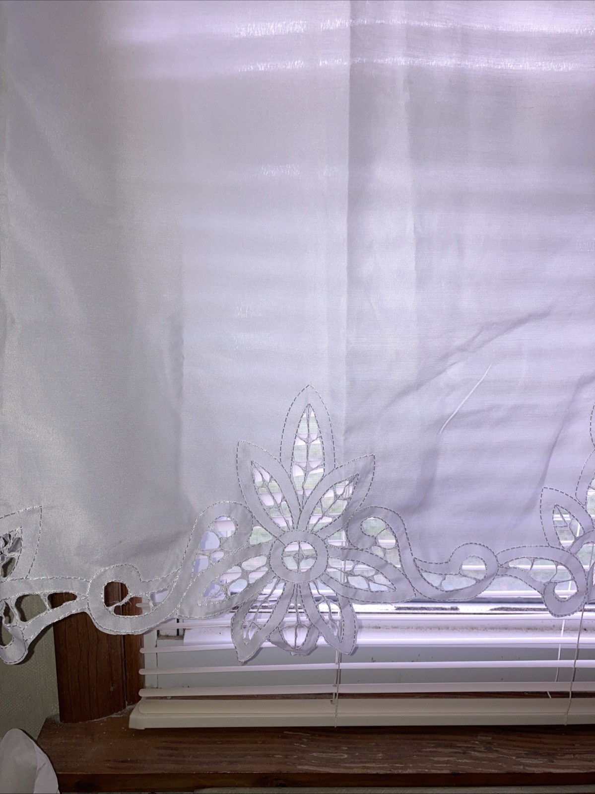 MAINSTAYS 3 PIECE SET WHITE 30×36 And 60×16 CURTAINS VALANCE BATTENBERG TIERS