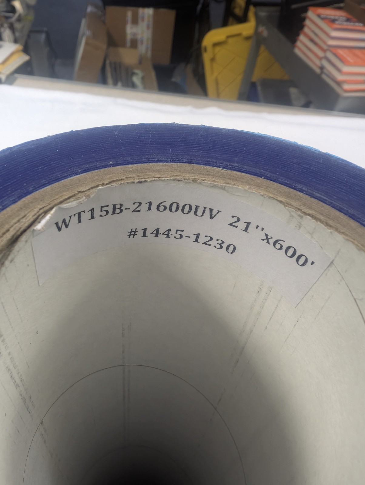 WT15B-21600UV 21″x600′ Blue Surface Protection Film Roll UV Resistant