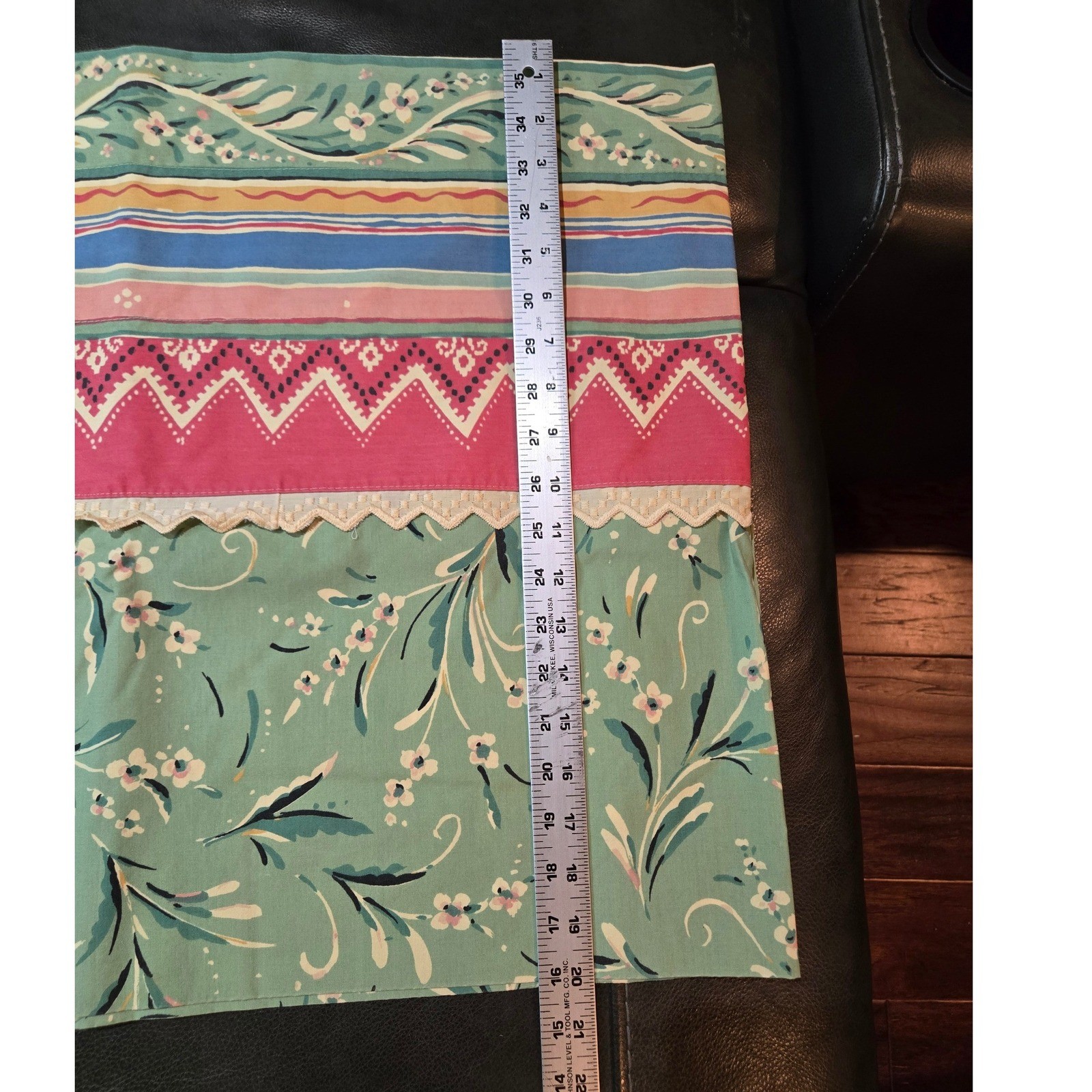 Unbranded Floral Valance Green Pink Vintage Cottagecore 26×18 Good
