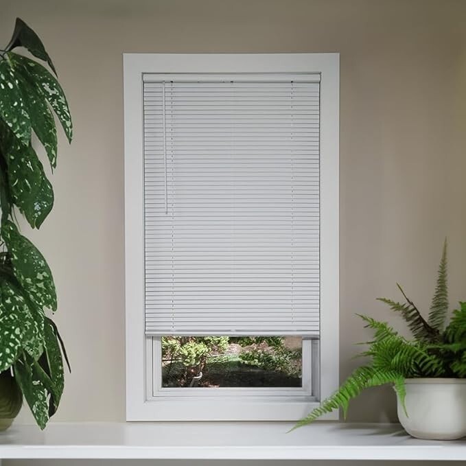 Cordless Room Darkening Mini Blinds for Indoor Windows – 39″ W x 64″ L – White,