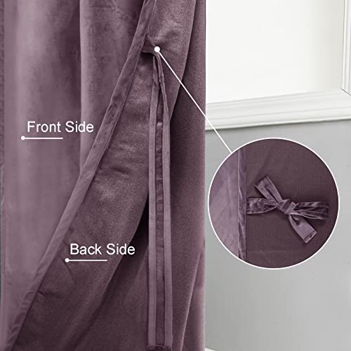 Velvet Curtains 96 inch Length Thermal 52″W x 96″L (Pack of 2) Lavender