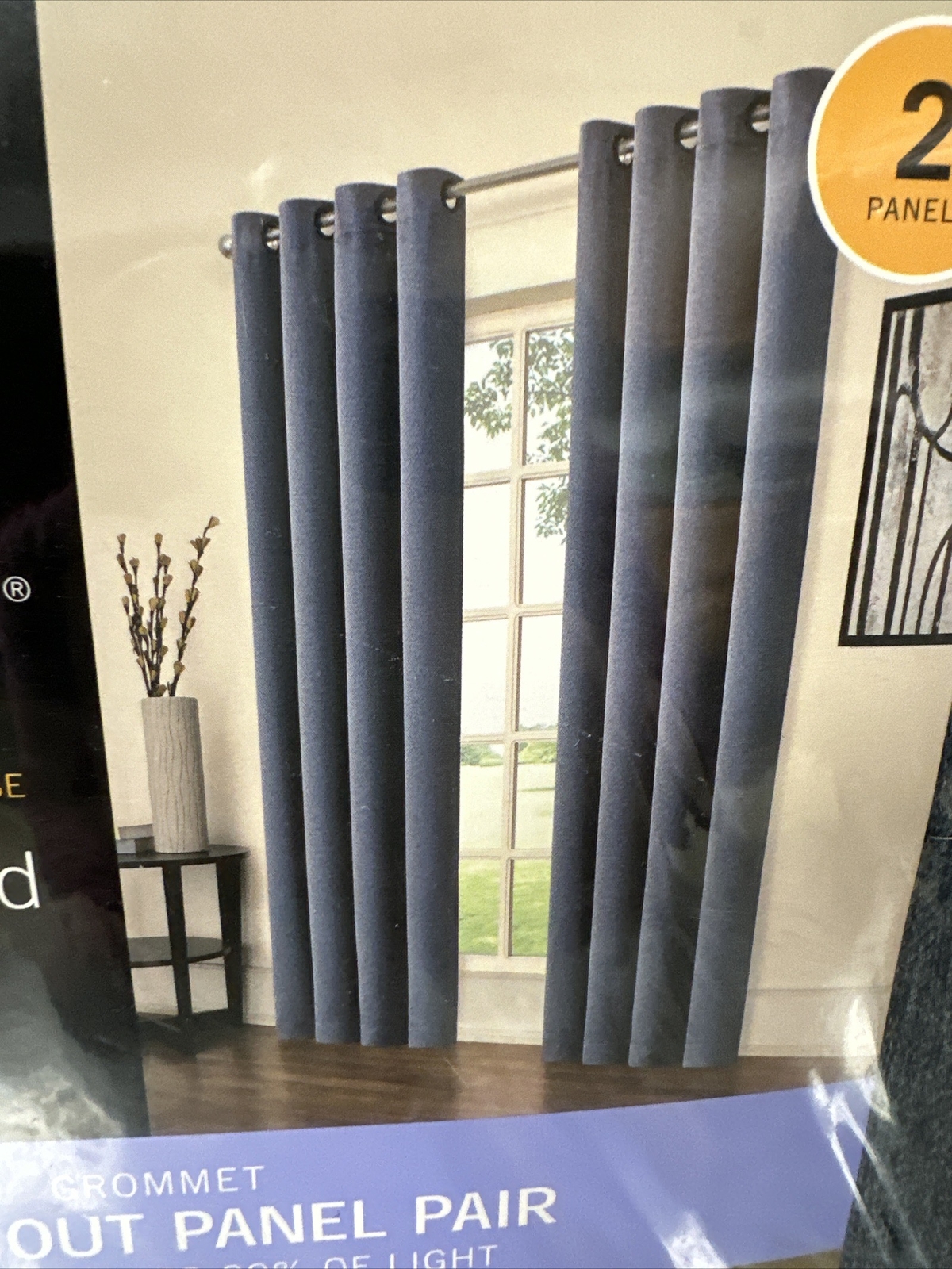 Eclipse Brinkley Indigo Blue 99% Blackout Curtains 52” x 84” 2-Panels New