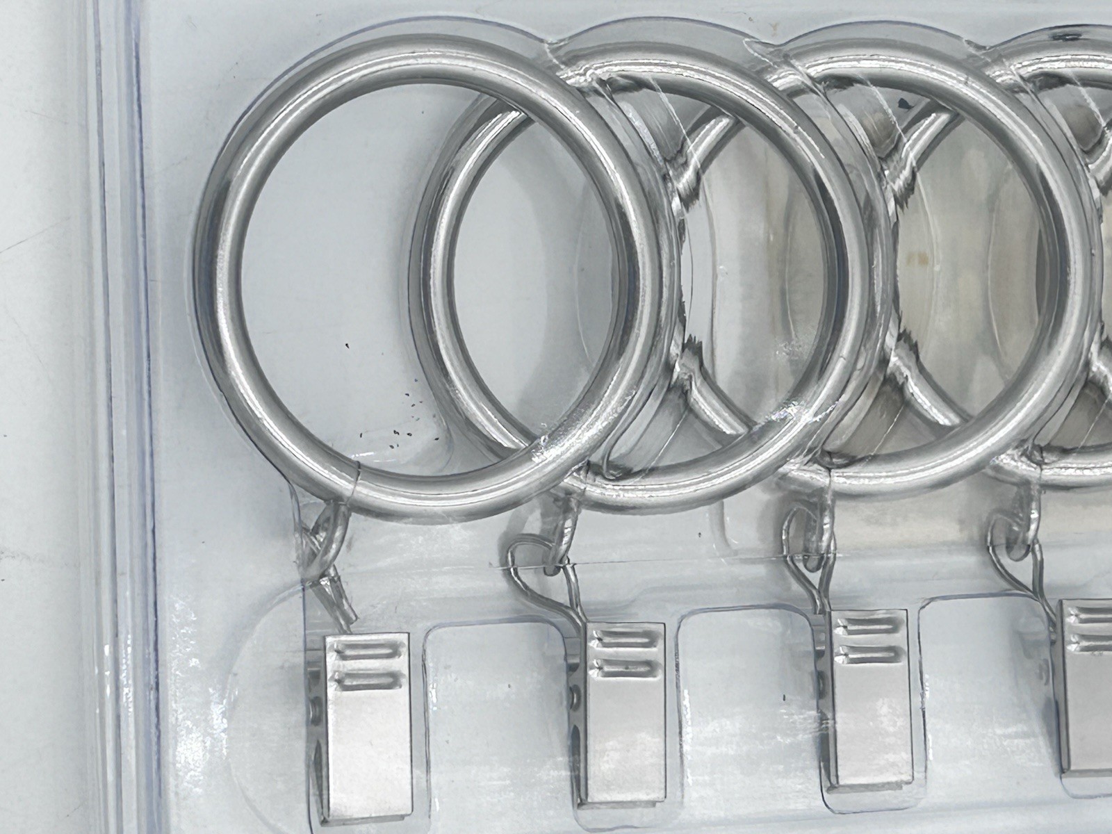 American Living Combo Rings with Clips Silver Chrome Metal 7 Pk ~1.4″D Curtains
