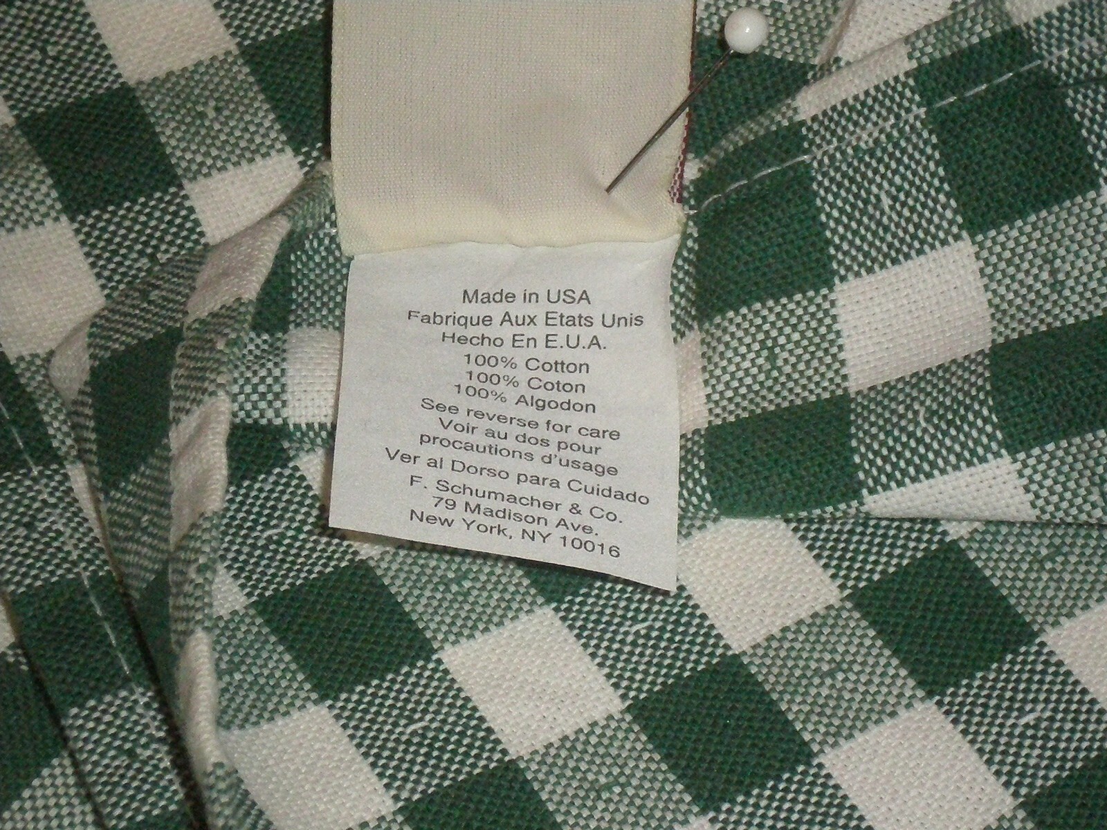 Waverly Balloon Valance Green White Check Woven Cotton Country Farmhouse 2 avail