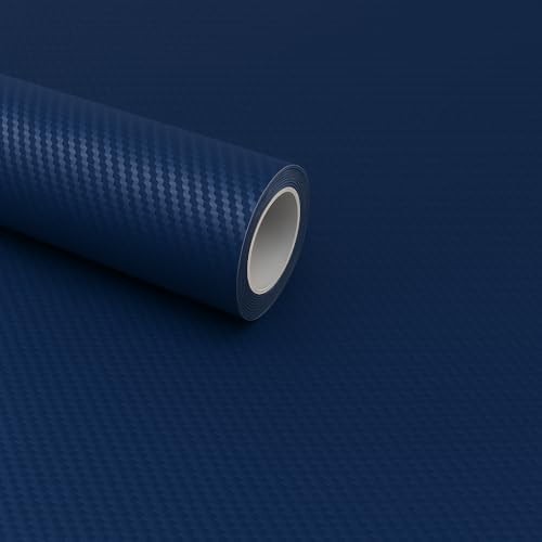 RockRose 3D Matte Navy Blue Carbon Fiber Vinyl Wrap – Self-Adhesive, Anti-Wrinkl