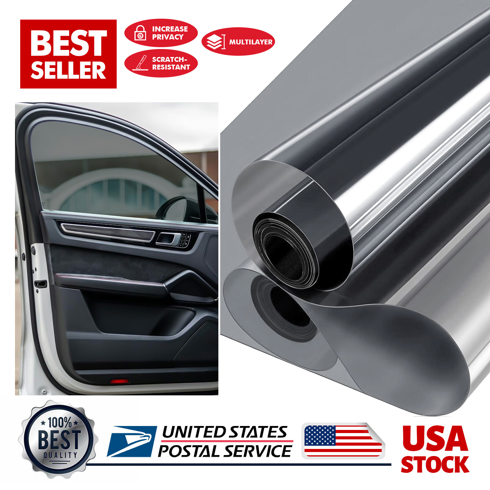 Privacy Home/Car Sun Block One Way Mirror Window Film paper UV Reflective Tint