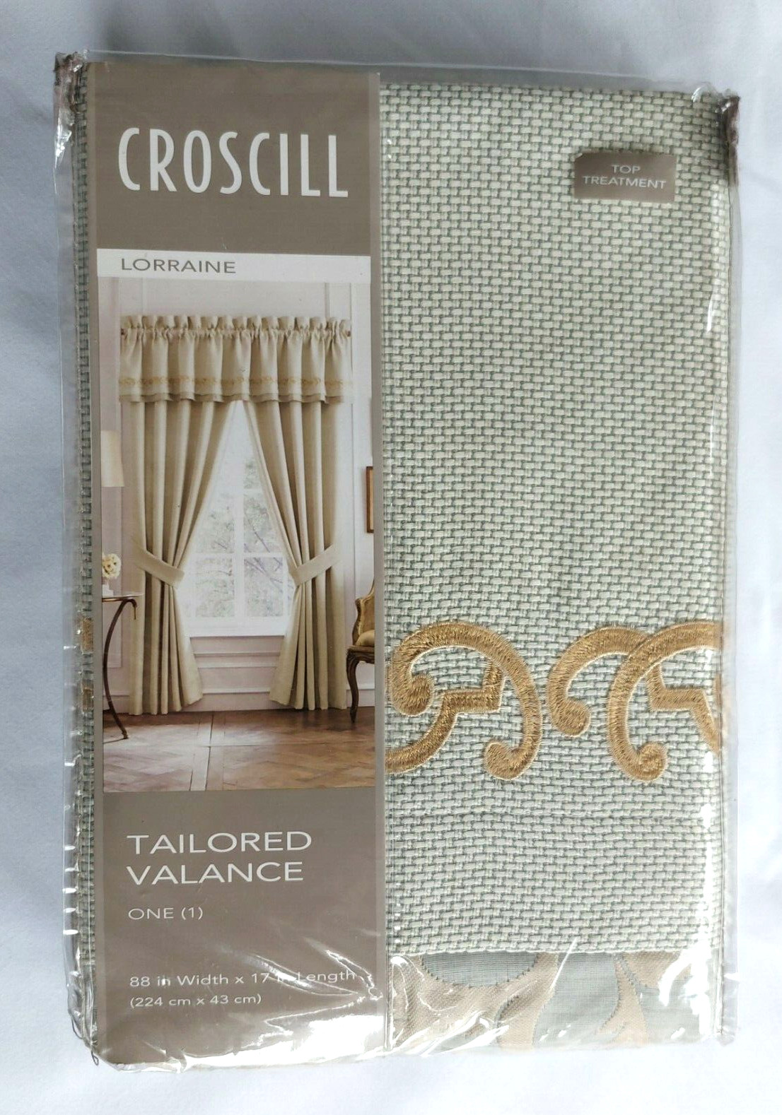 Croscill One Tailored Valance Lorraine Light Blue 88 x 17 in.