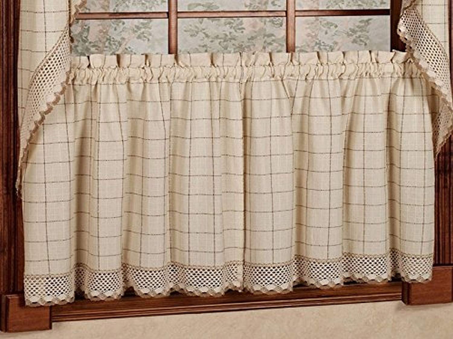 Adirondack Cotton Kitchen Window Curtains Pair, 24″ Tier, Toast