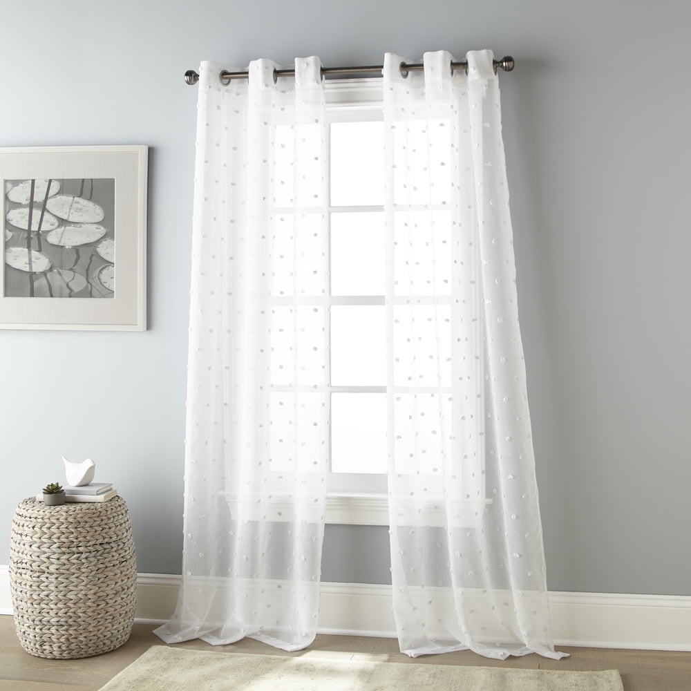 Nanshing Alessa Semi-Sheer Grommet Curtain Panels White 37″x84″ Pair