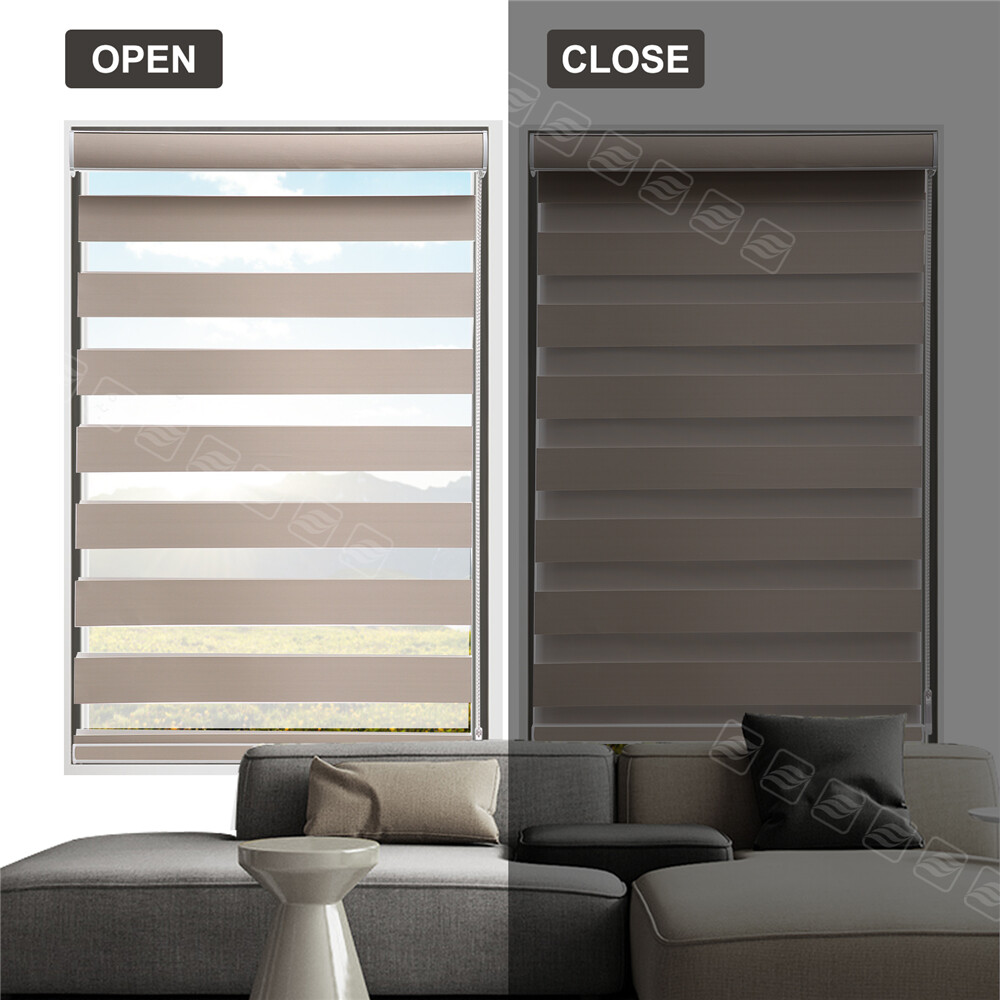Changshade Customized Size 85% Blackout Roller Blinds Dual Layer Zebra Shades
