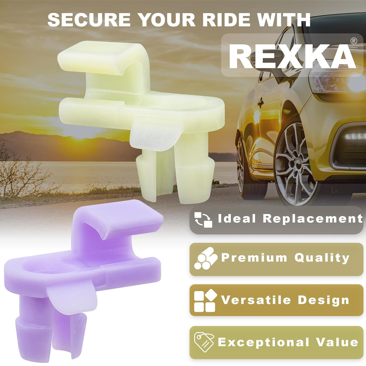 5 Sets Door Handle Lock End Rod Clips Left Yellow & Right Purple 4Mm Rod / 6M…