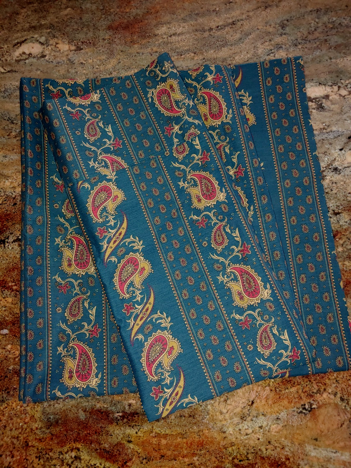Pr Crown Crafts Middlebury Poly Cotton Paisley Teal Window Curtains 40×86 (2)