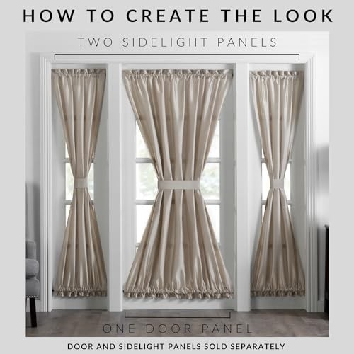 Faux Silk Side Door Window Panel 28×72 Inch Light Filtering Tie Back Rod Pocket