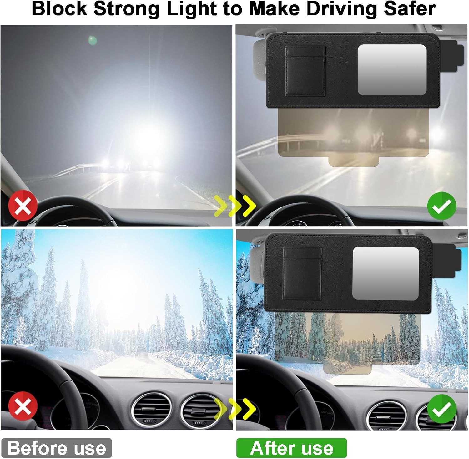 Car Visor Extender with Mirror & Polarized UV400 Lens – 2-in-1 Sun Blocker & M