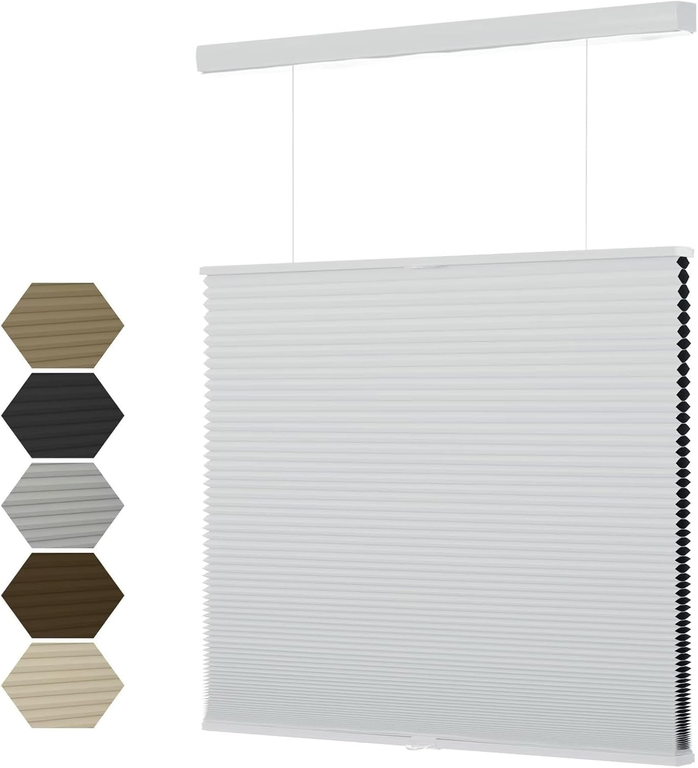 Cordless Blackout Honeycomb Shades, 30.5″ W x 72″ H, White, Thermal Insulated