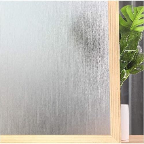 Frosted Window Privacy Film – Brushed Silver Static Cling 17.5″W x 78.7″H Pure