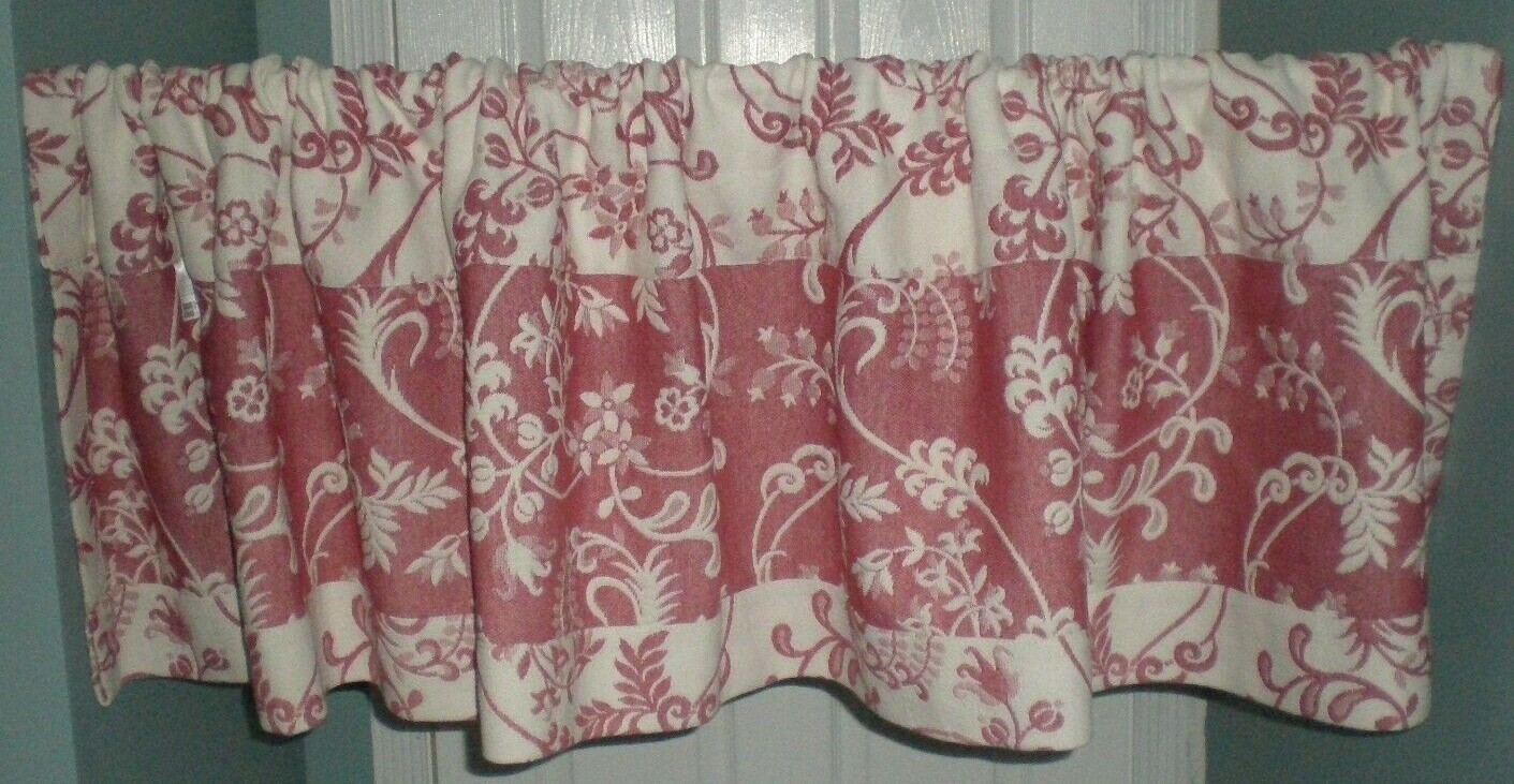 JCPenney Valance Scrollwork Botanical Brocade Rosewood White 78″W x 18″L 2 avail