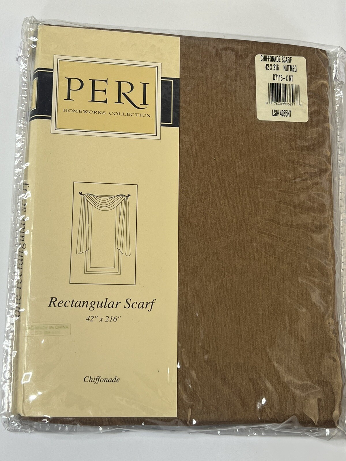 Peri Homeworks Collection Rectangular Scarf Curtain 42×216 Chiffonade Nutmeg