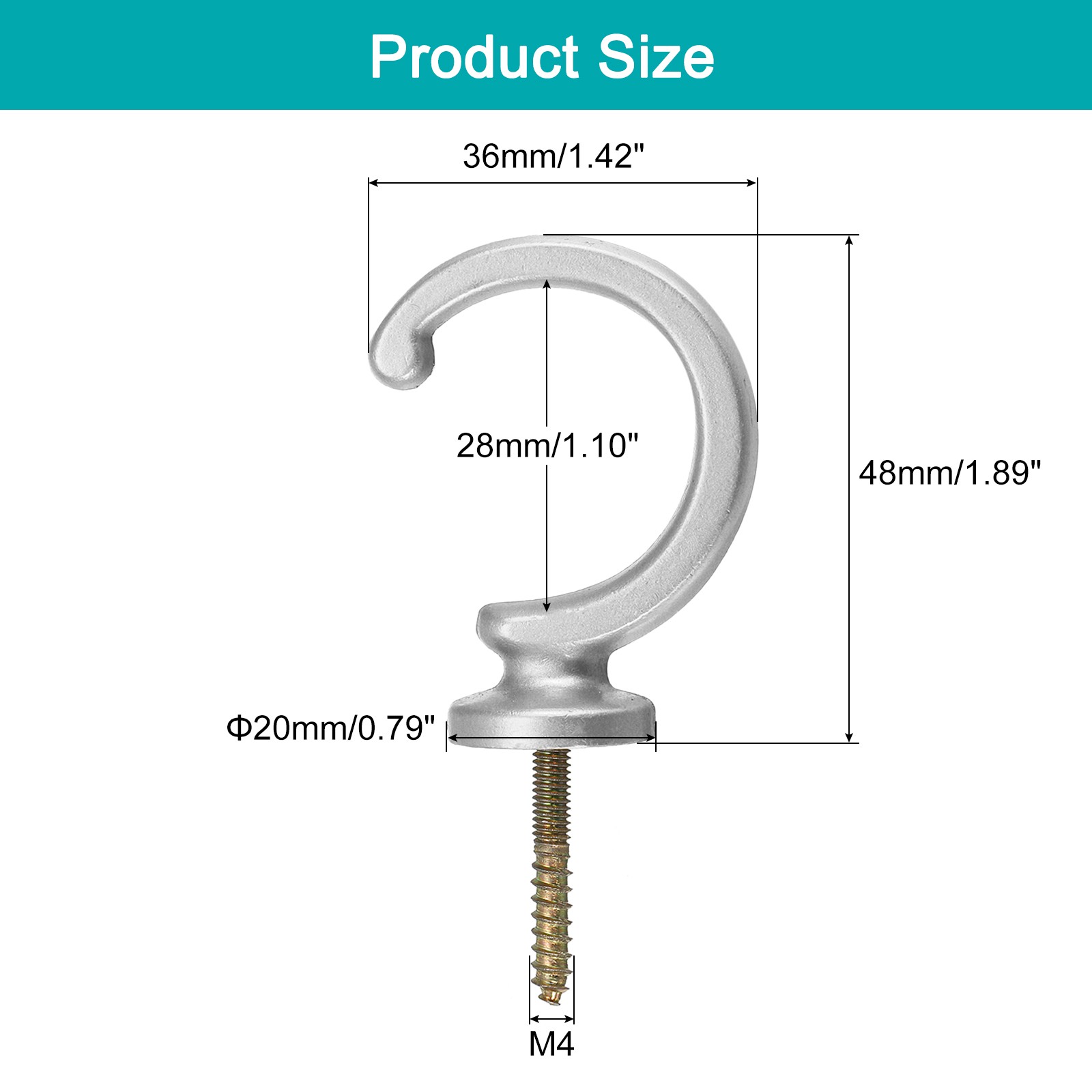 2Pcs Aluminum Alloy Wall Mounted Curtain Holdback Drapery Tieback Hooks Silver
