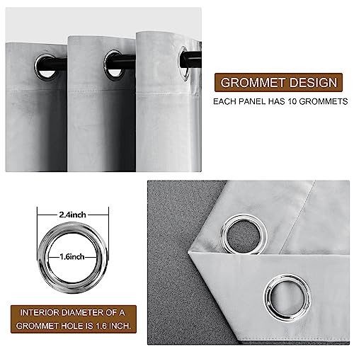 Velvet Curtains Extra Wide – Elegant Thick 60″W x 96″L (Pack of 2) Sliver Grey