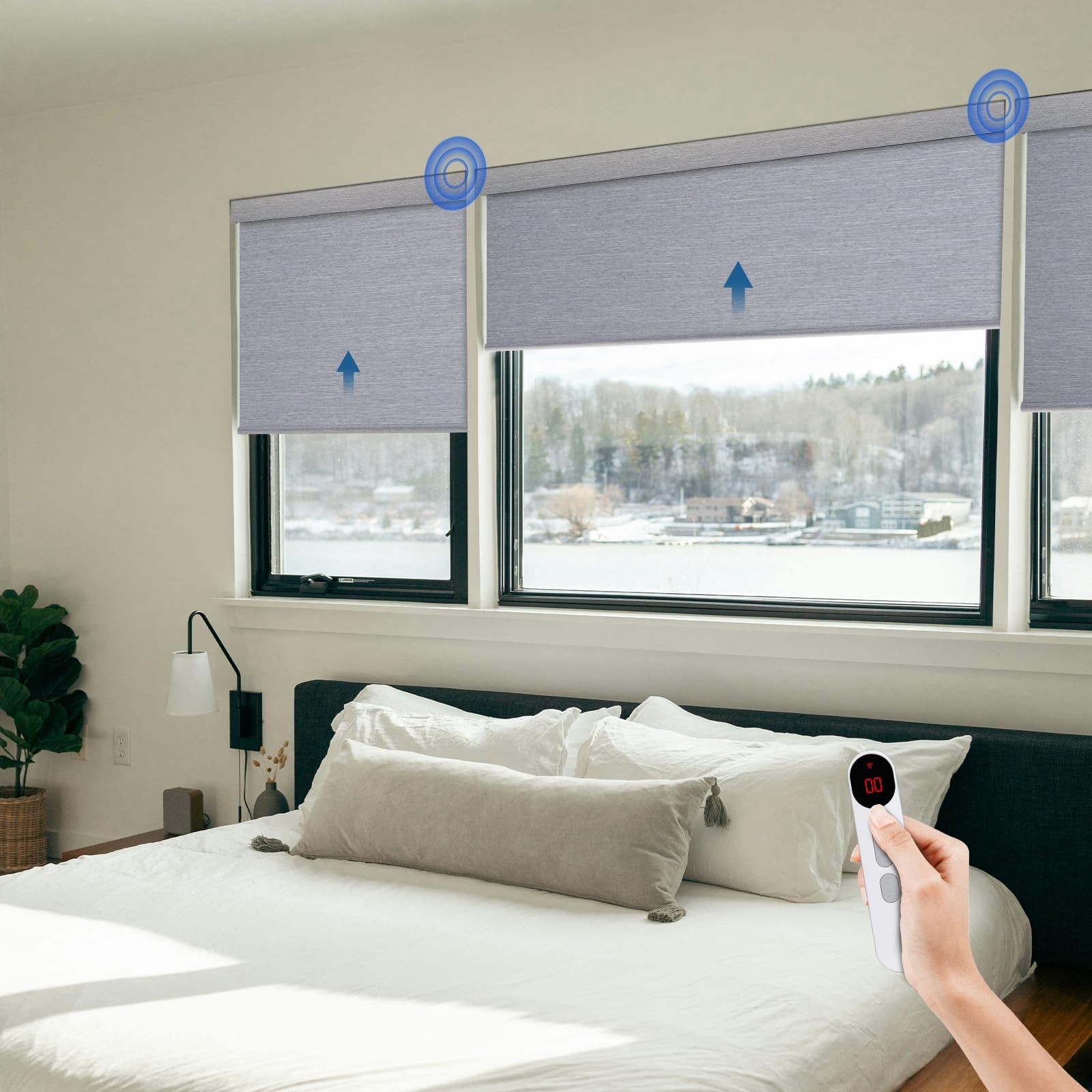 Motorized Blinds for Windows – Hapadif Roller Window Shades with Remote,