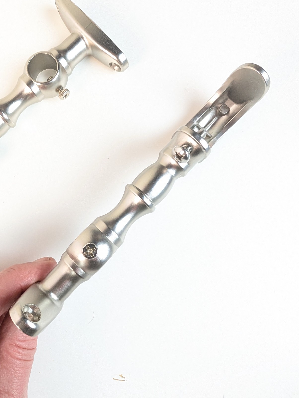 Set Of 2 Satin Chrome Curtain Pole Rod Double Brackets 5/8″ & 1 5/8″ Zink Alloy