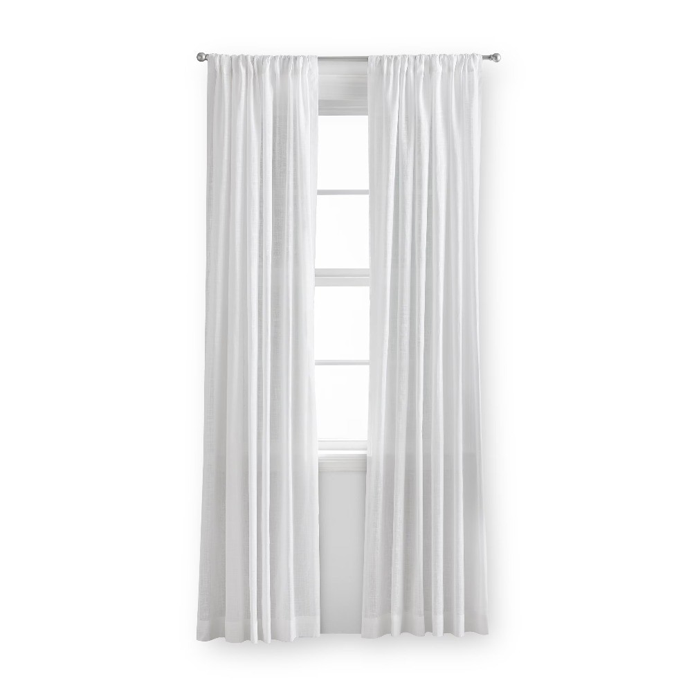 100% Cotton Indoor Sheer Rod Pocket Single Curtain Panel , White , 50″ W x 63″L
