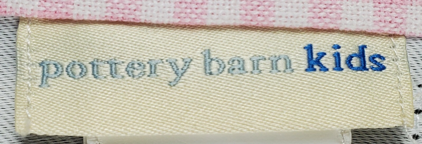 Pottery Barn Kids Pink White Gingham Plaid Checkered Curtain One Drape 44×63