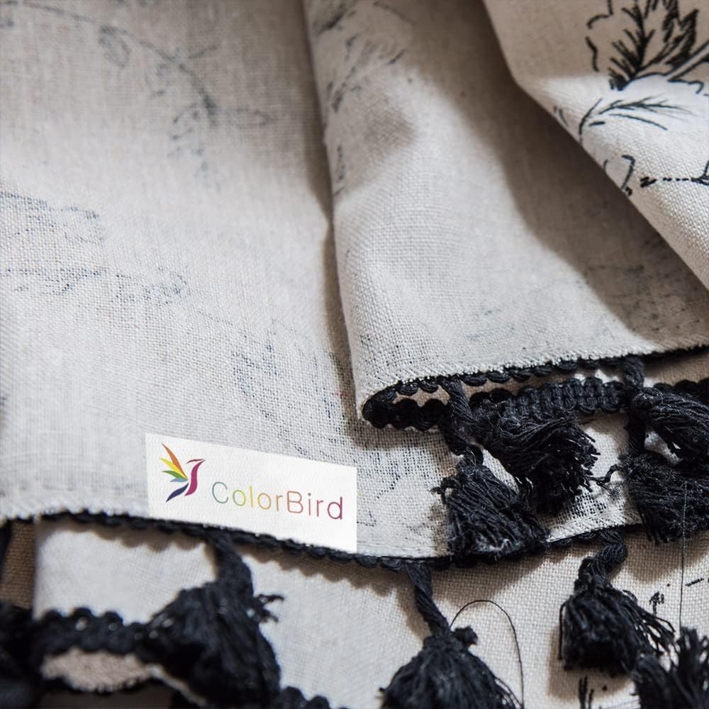 ColorBird Botanical Print Semi-Blackout Window Curtains 2 Panels Farmhouse Style