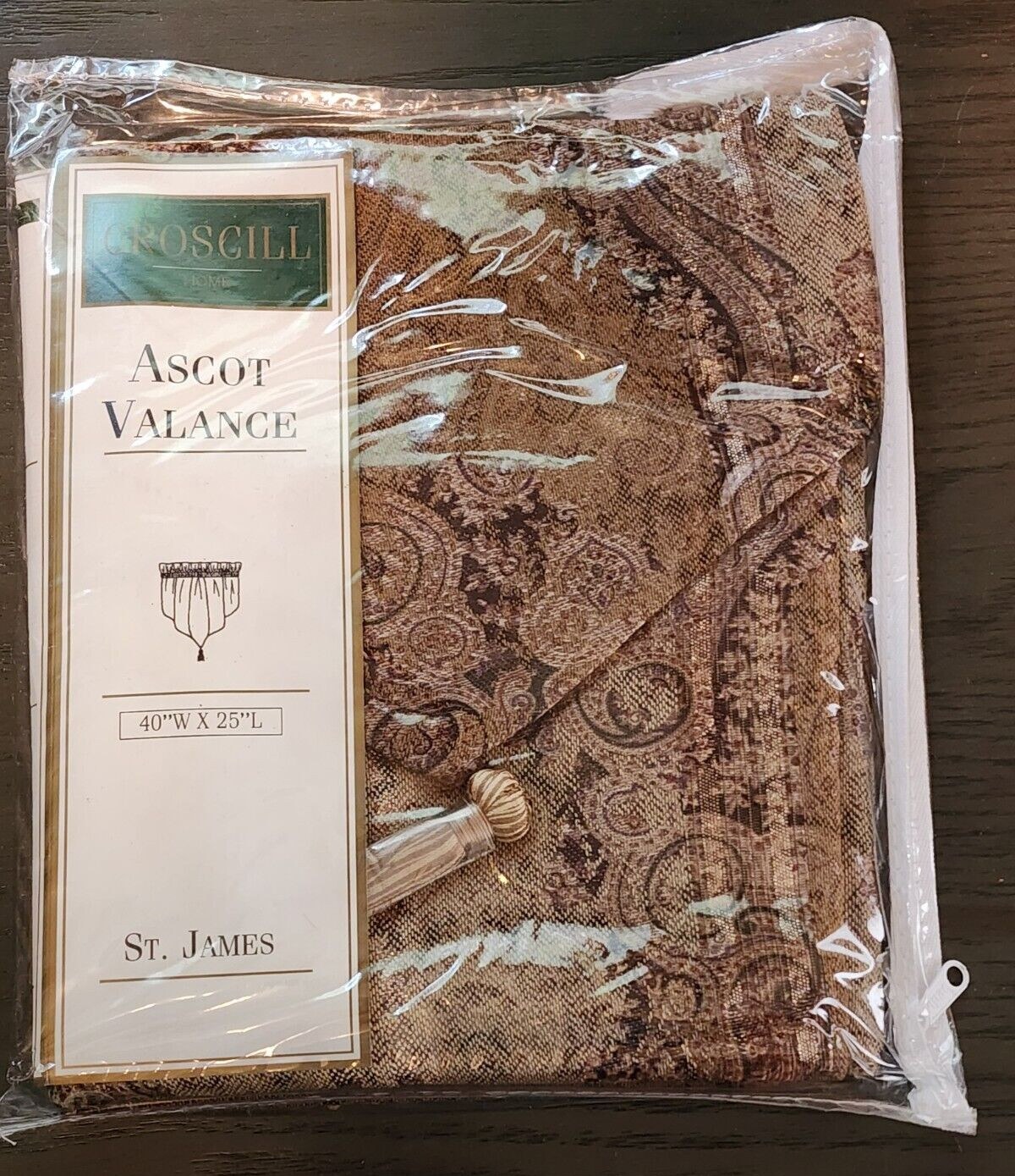 Croscill Classics Ascot Valance Curtain ST. James 40×25 Bronze 3466