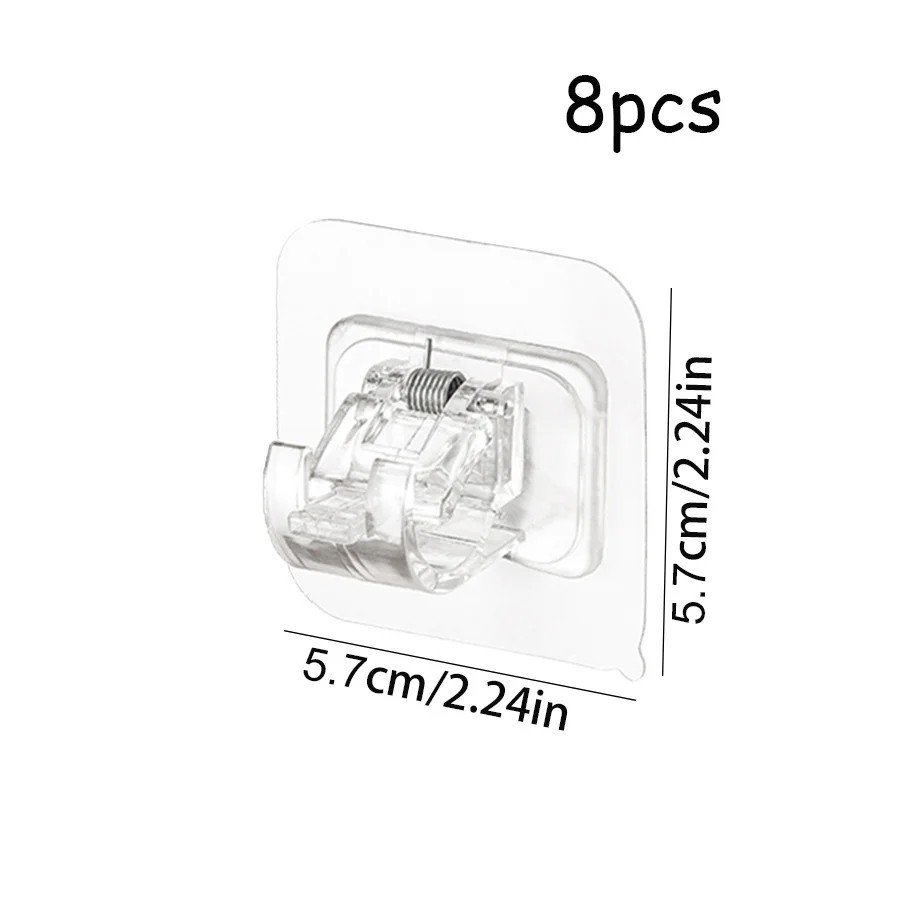 8PCS Nail Free Adjustable Curtain Rod Clip Brackets Self Adhesive Holder Hooks.