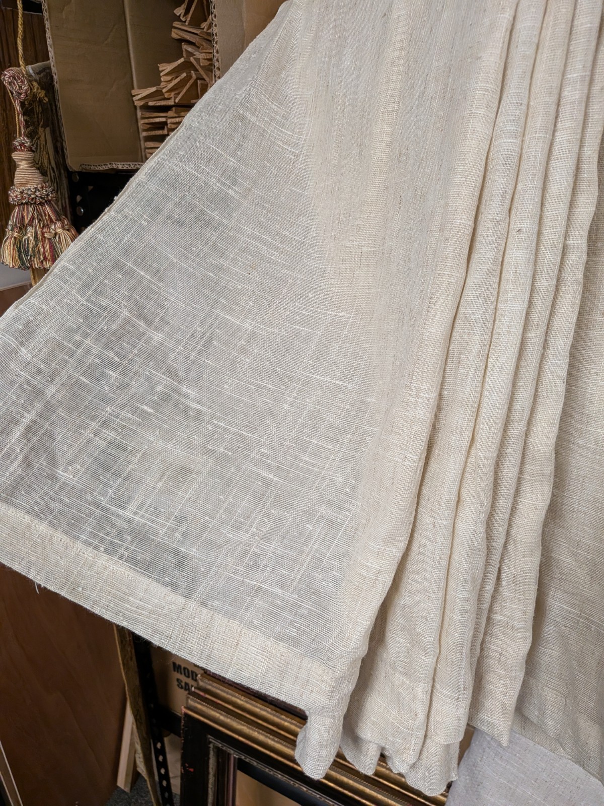 Custom Pair of Off-White Textured Rod Pocket Sheers Sheer Curtain 48″ w x 88″ l