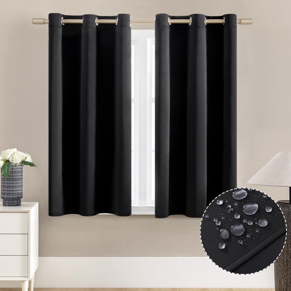 Black Out Curtains 48 Inch Long 2 Panels for Bedroom/Kitchen/Bathroom,Heat Bl…