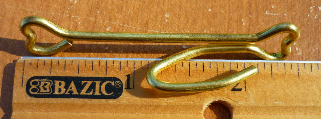 (14) Vintage Solid Brass SHORT 2-3/8″ Slip On Drapery Curtain Hooks 1-1/8″ Drop