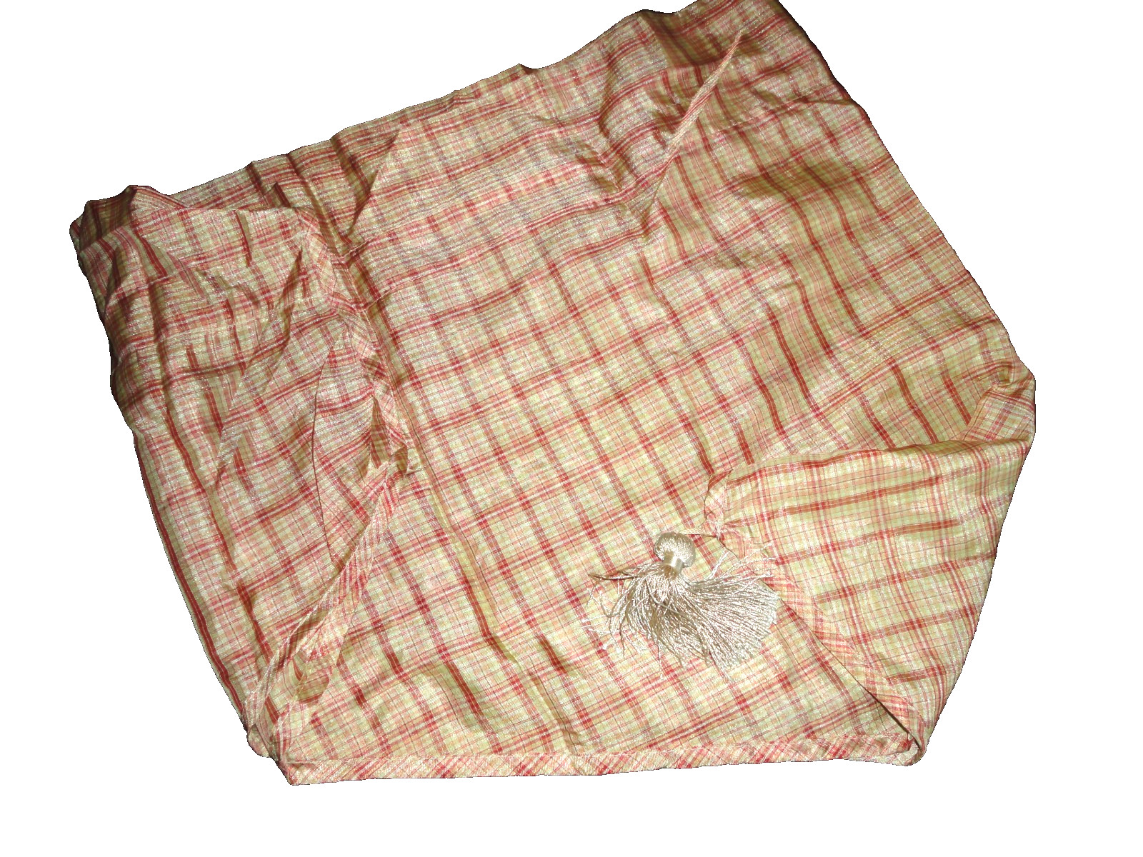 WAVERLY plaid terracotta gold semi sheer (1) ASCOT VALANCE 53 X 22
