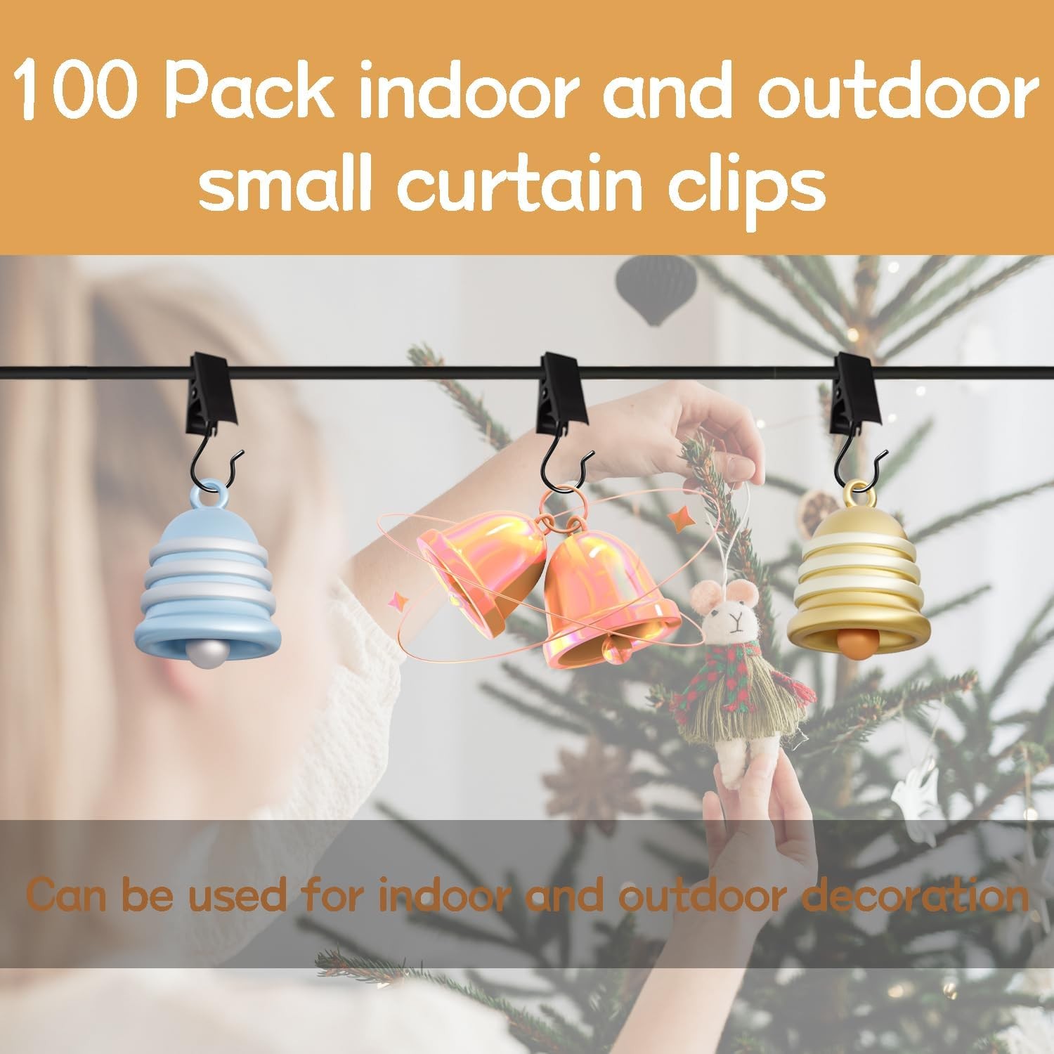 100 Pack Silver Stainless Steel Small Curtain Clips, Curtain Hooks Clips for Han
