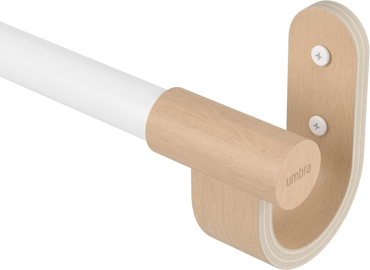 Adjustable Bellwood Curtain Rod Set with Finials & Mounting Hardware, White/Natu