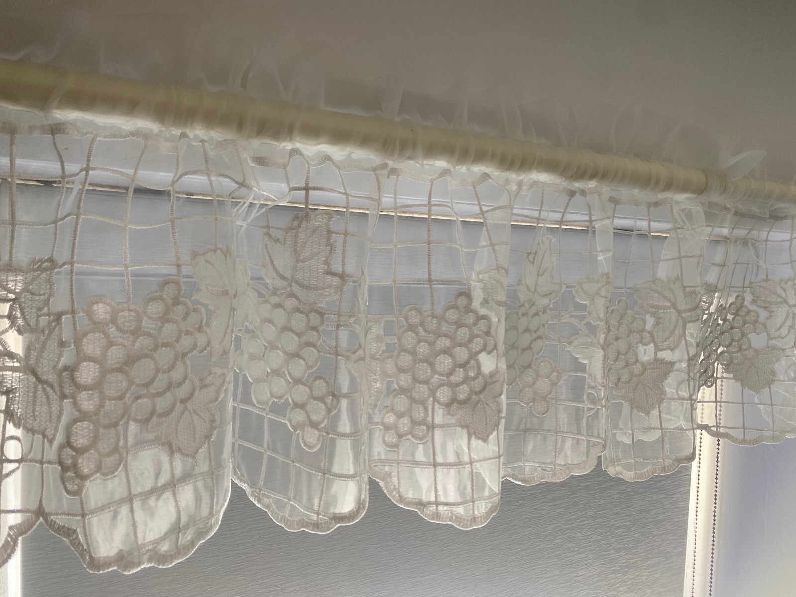 Grapes Embroidered Home Kitchen Window Valance COLOR WHITE