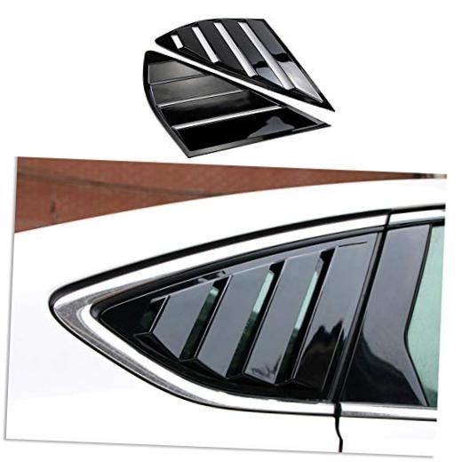2pc Shiny Black Rear Quarter Panel Window Side Louvers Vent Fit for Ford