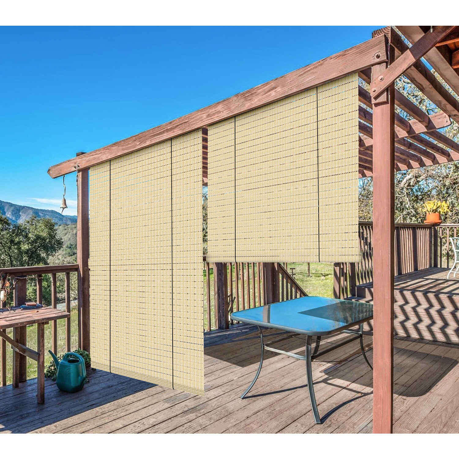 Roll up Shade for Patio Deck Porch Pergola Balcony Backyard Outdoor-Beige